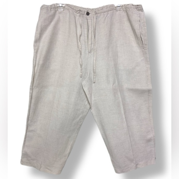 Plus Size 100% Linen Pants Boho Wide Leg Capri‎ Cut - Picture 1 of 12